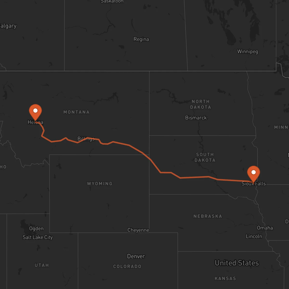 Ruta Helena - Sioux Falls