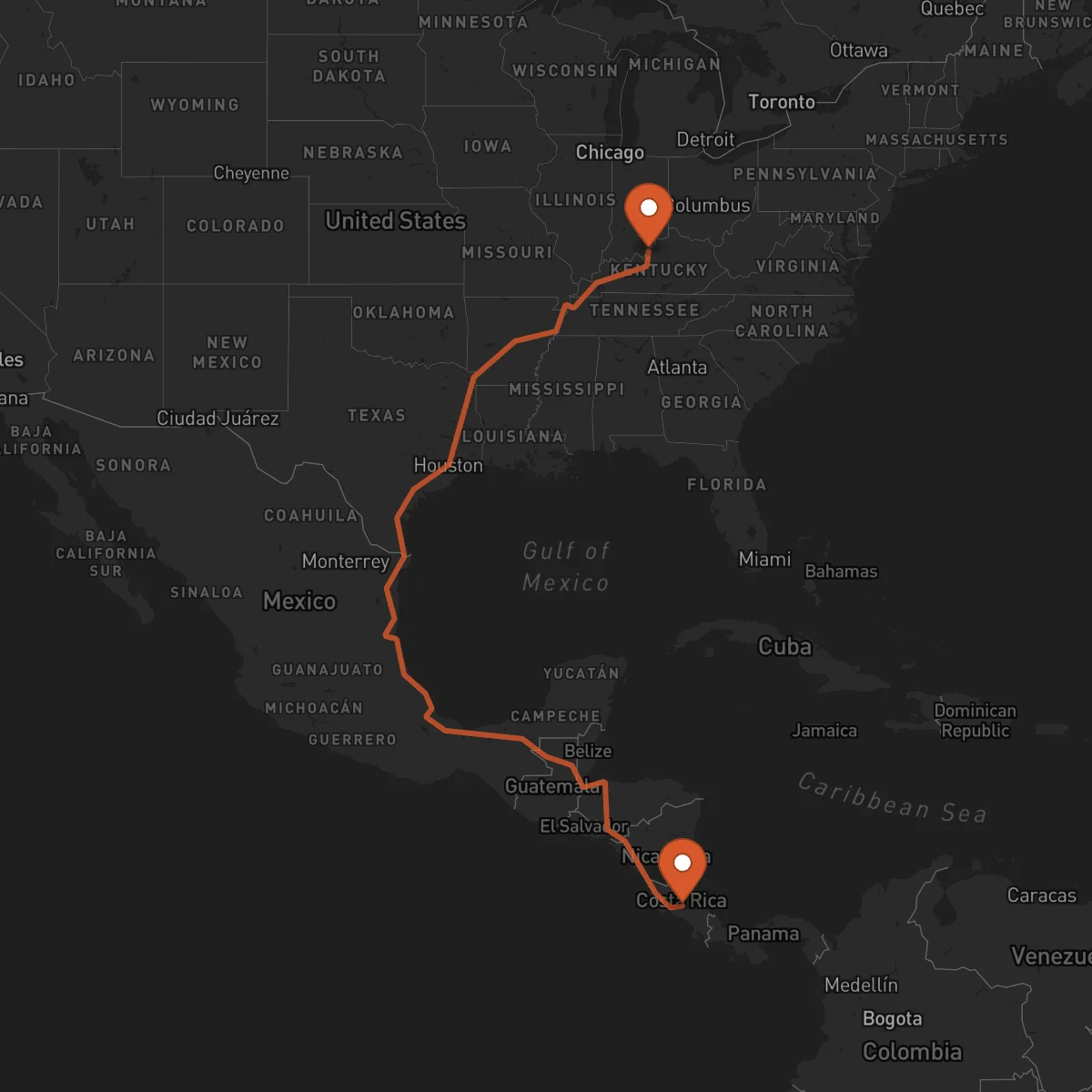 Ruta Louisville - Heredia