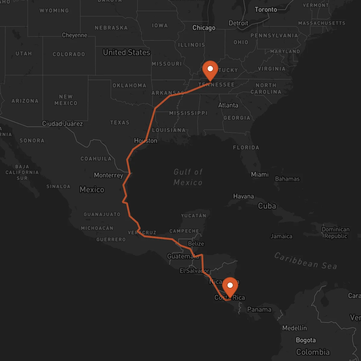 Ruta Nashville - Heredia