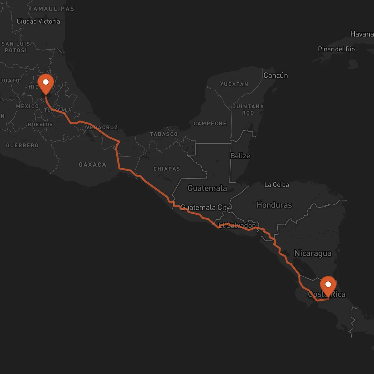 Ruta Pachuca de Soto - Heredia