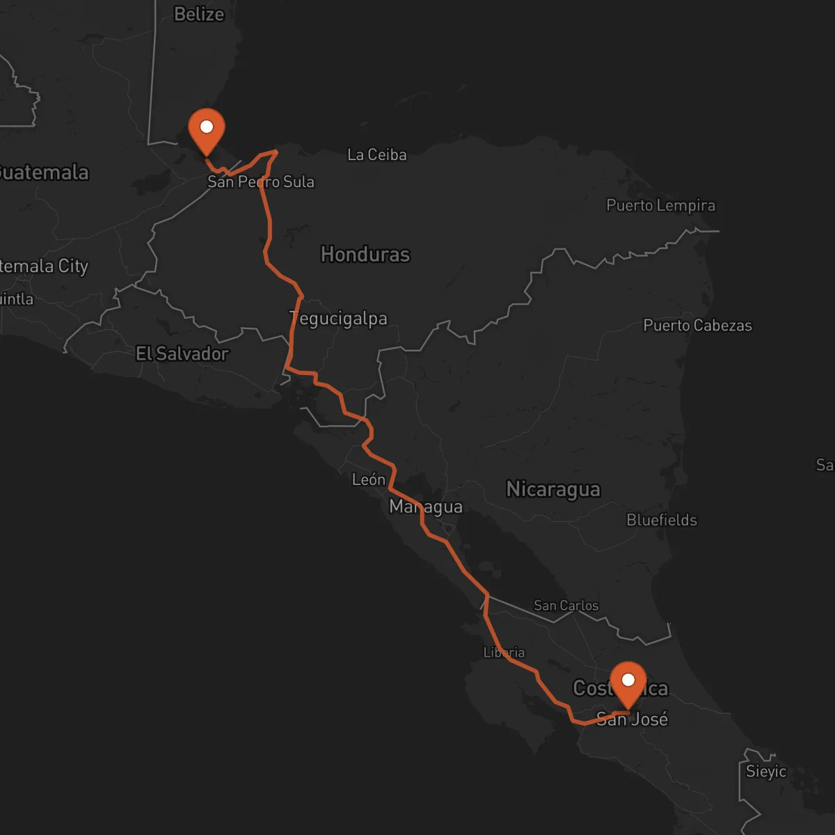 Ruta Puerto Barrios - Heredia