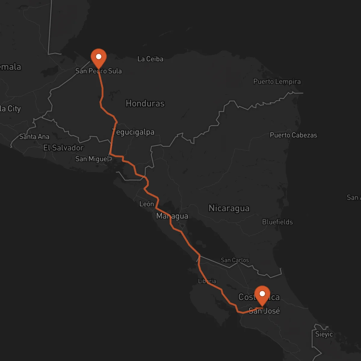 Ruta Heredia - San Pedro Sula