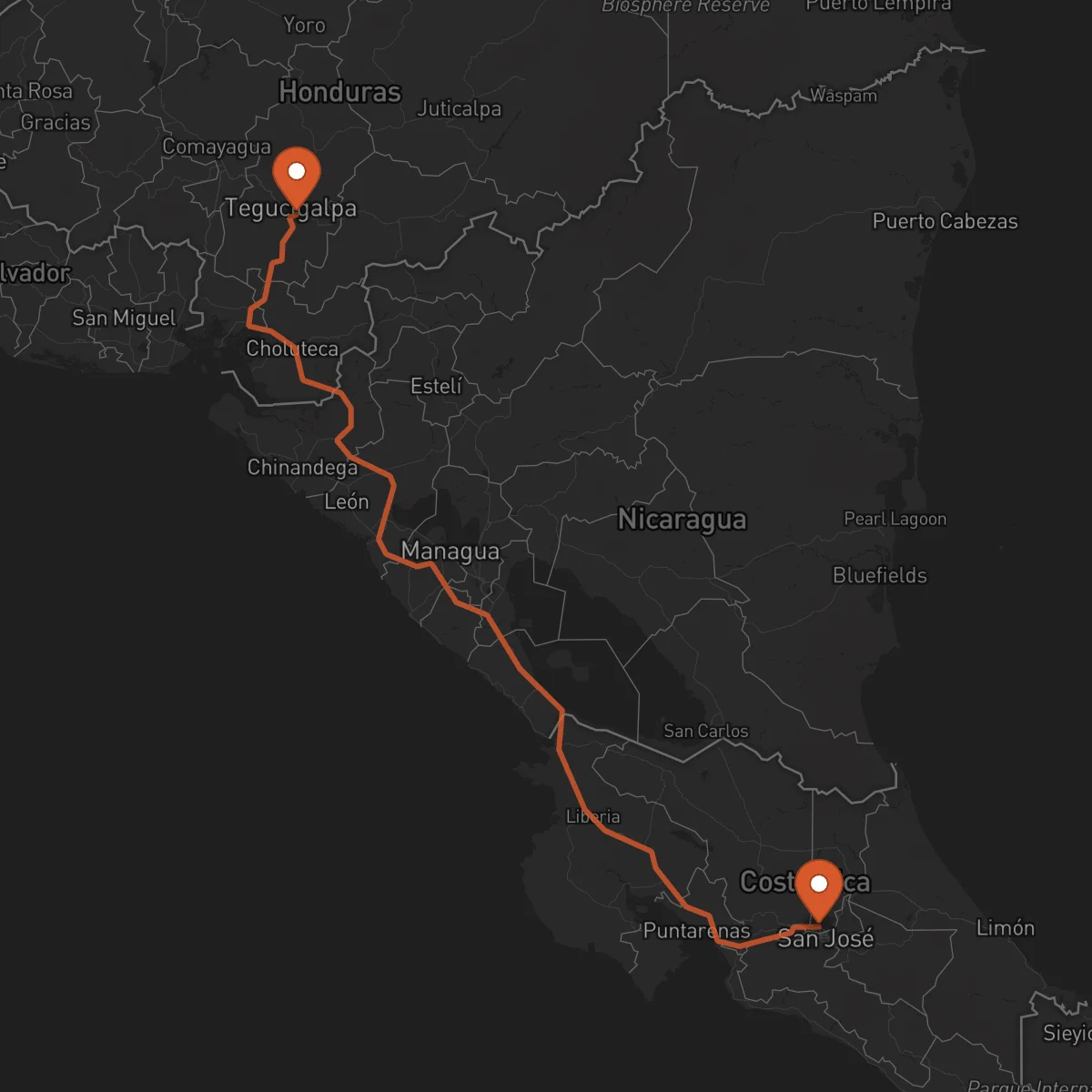 Ruta Tegucigalpa - Heredia