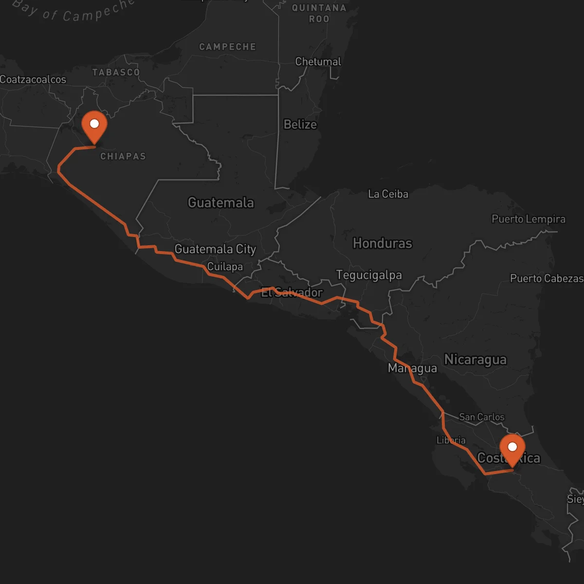 Ruta Tuxtla Gutiérrez - Heredia