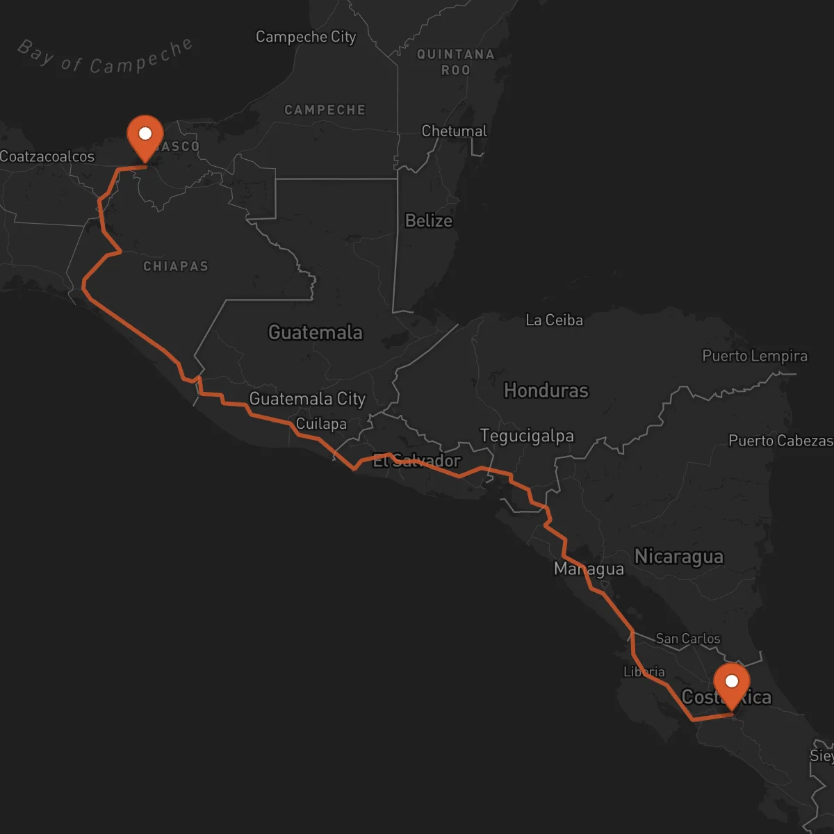 Ruta Heredia - Villahermosa