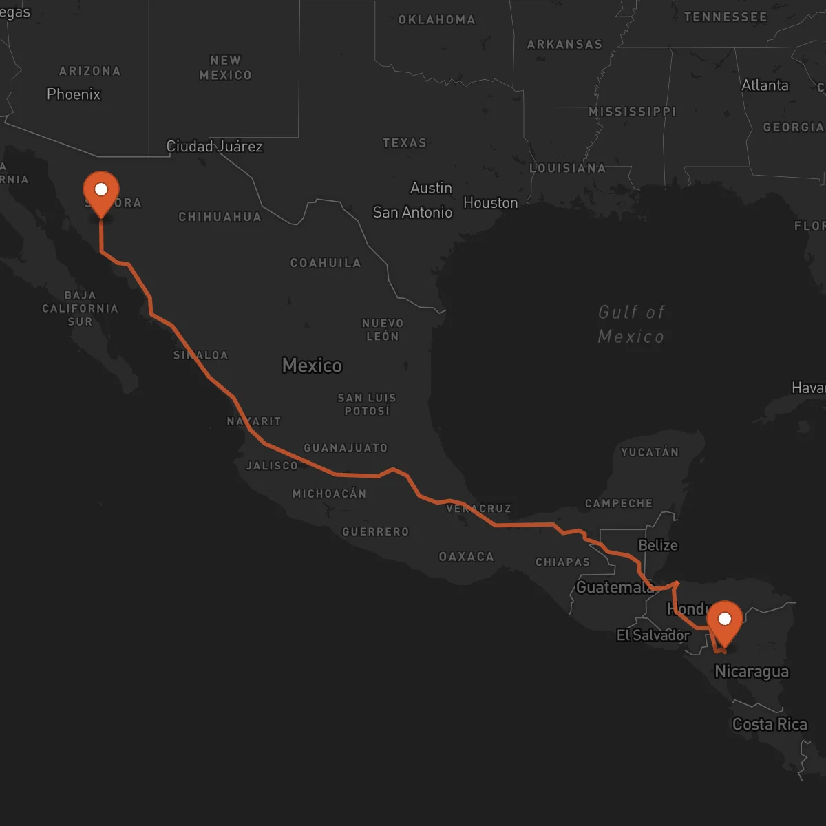 Ruta Jinotega - Hermosillo