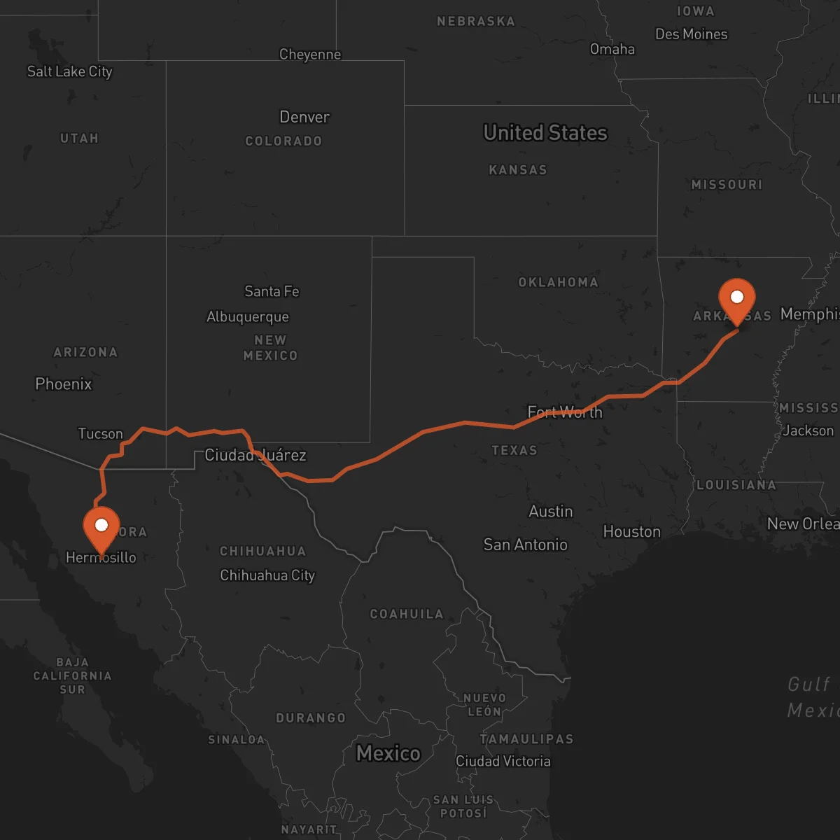 Ruta Little Rock - Hermosillo