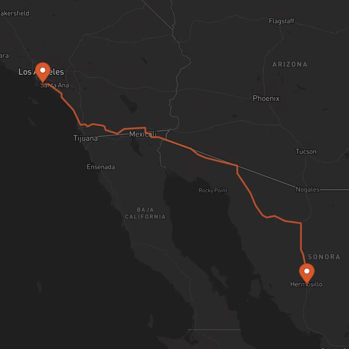 Ruta Long Beach - Hermosillo