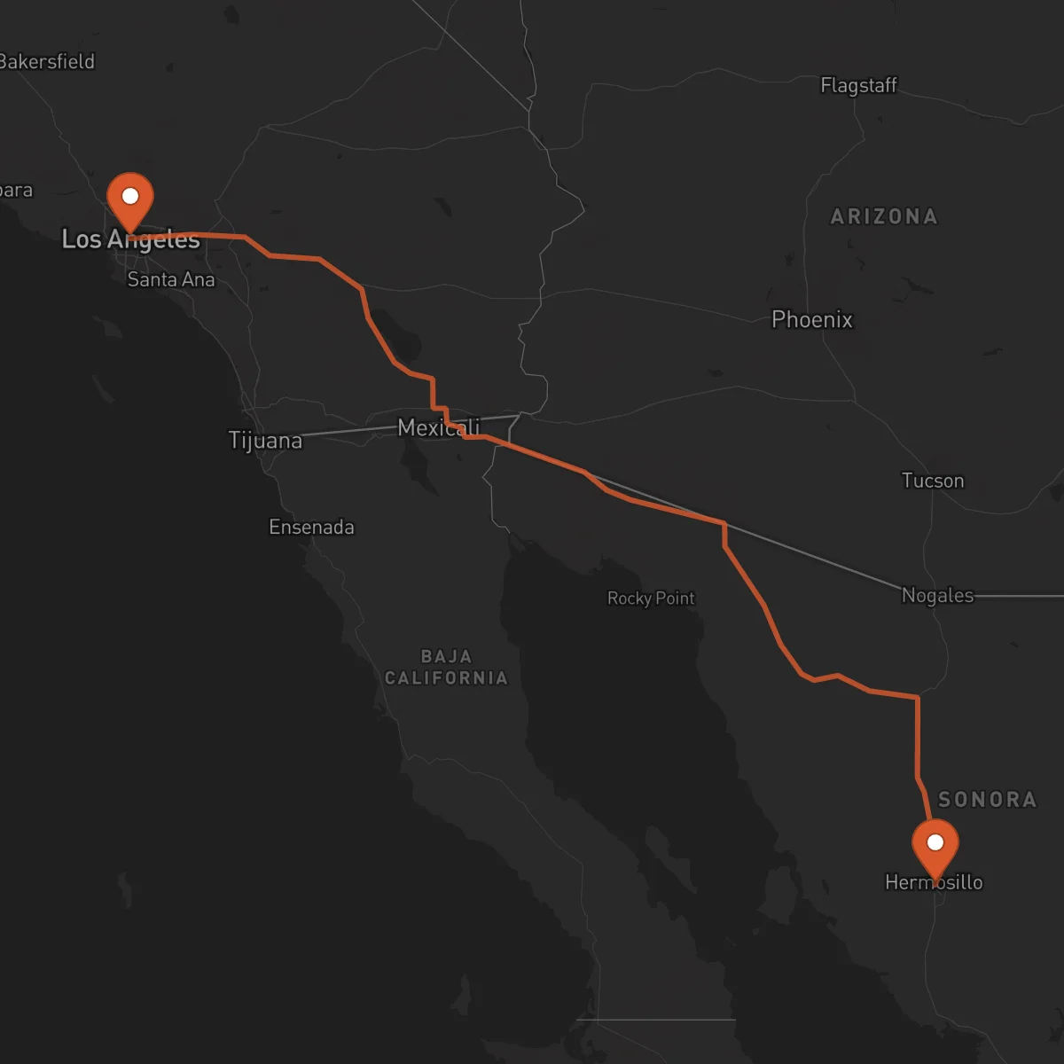 Ruta Hermosillo - Los Angeles