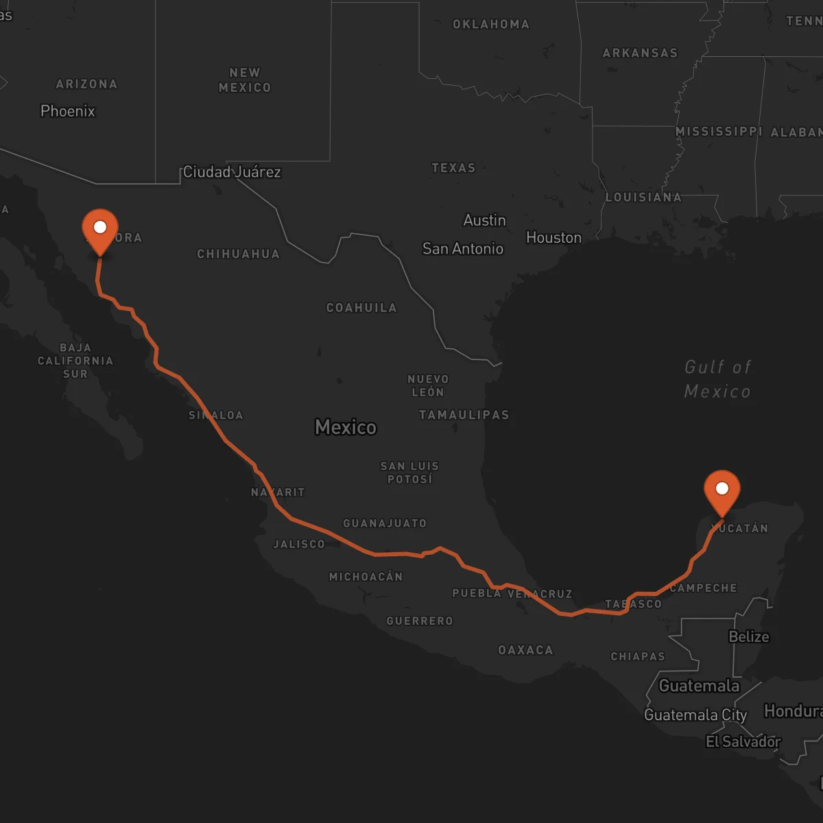 Ruta Hermosillo - Mérida