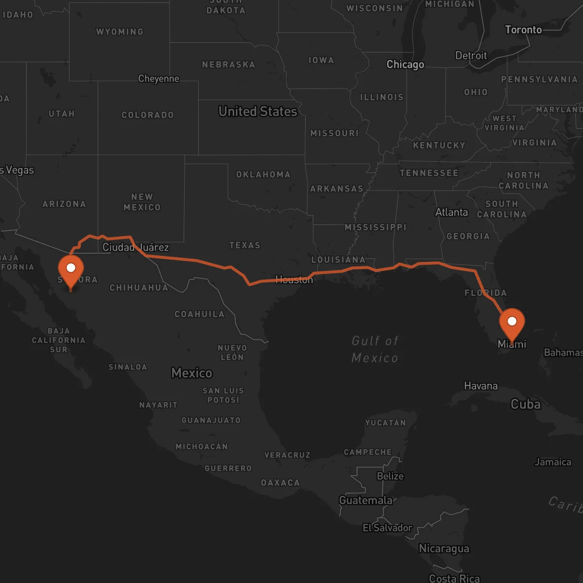 Ruta Miami - Hermosillo