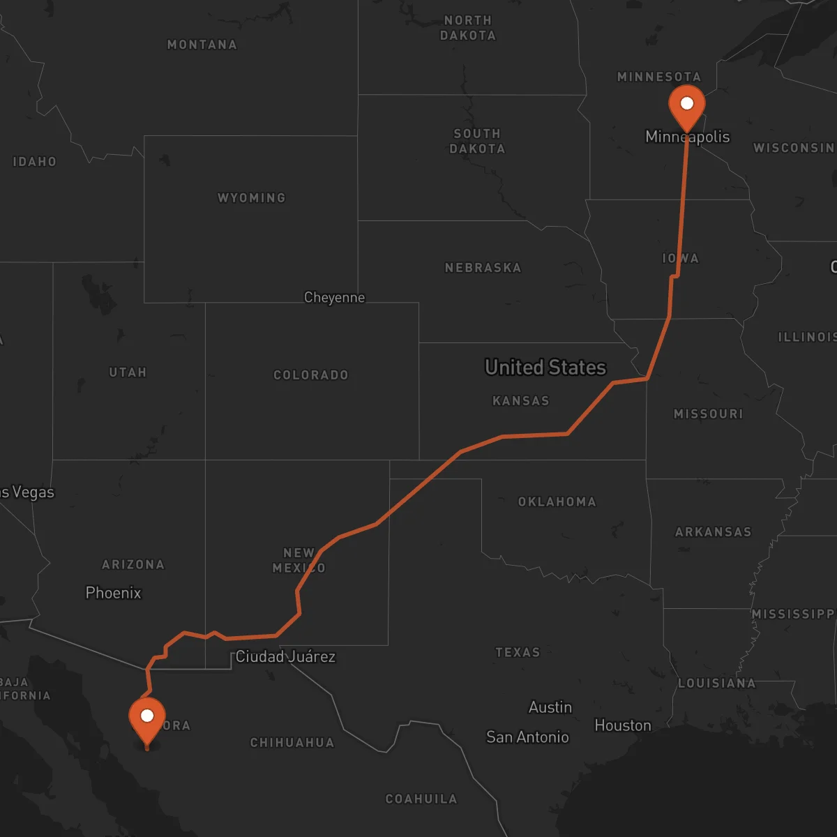 Ruta Minneapolis - Hermosillo