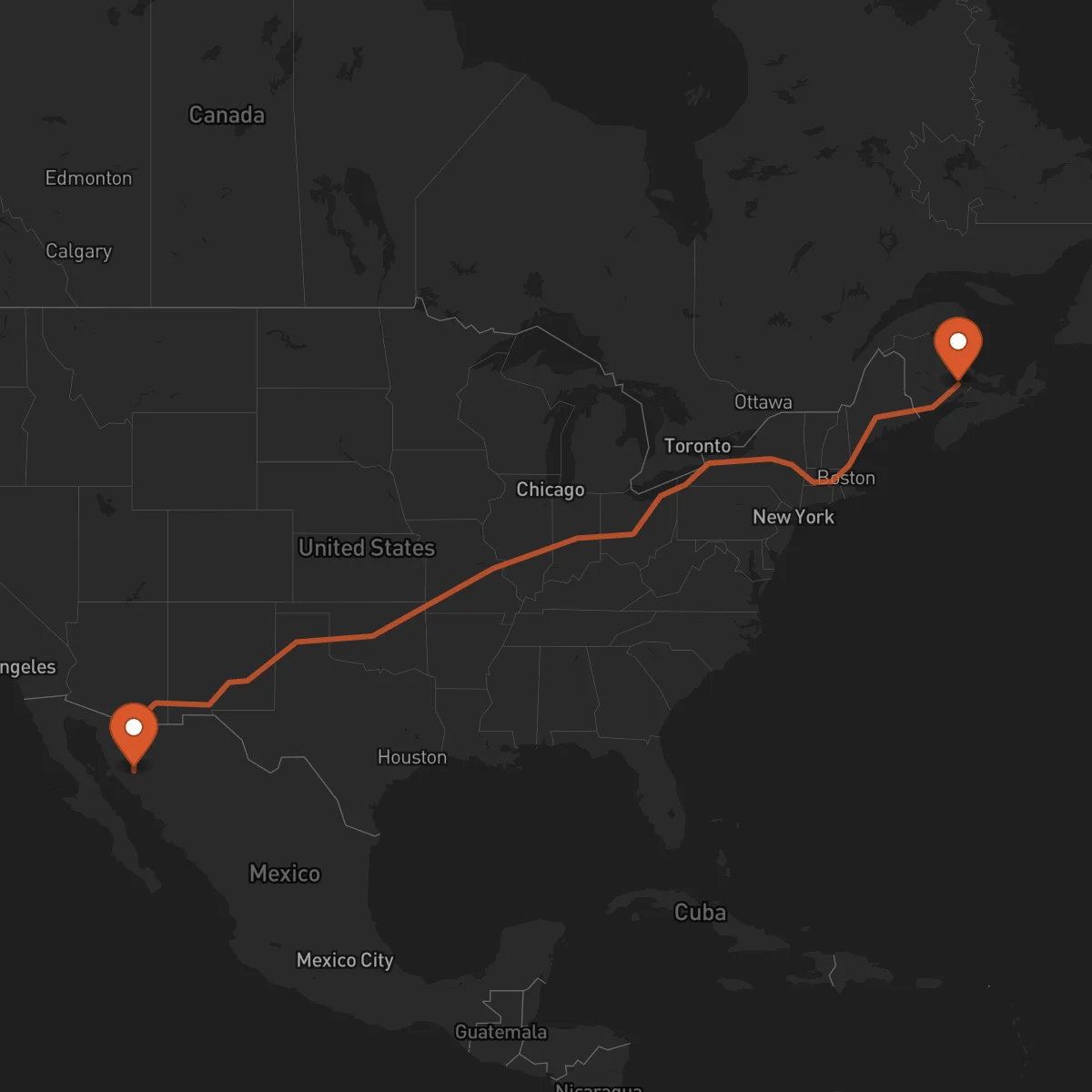 Ruta Hermosillo - Moncton