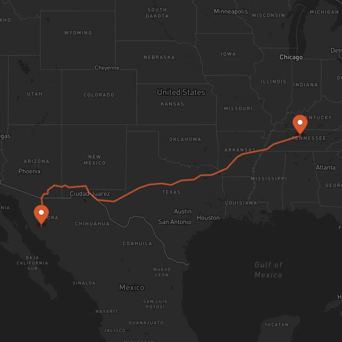Ruta Hermosillo - Nashville