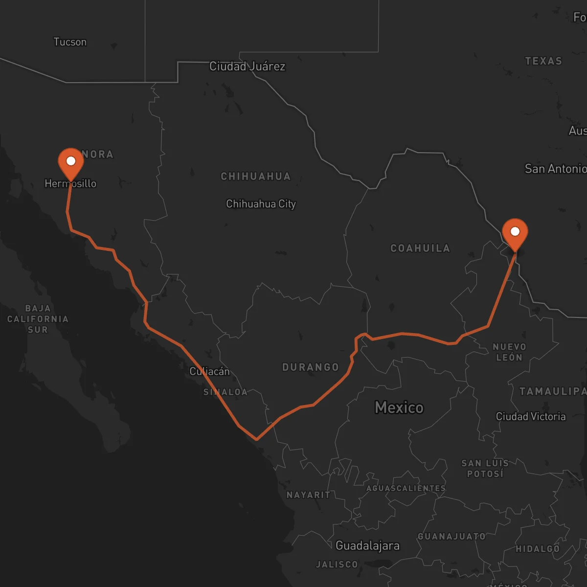 Ruta Hermosillo - Nuevo Laredo