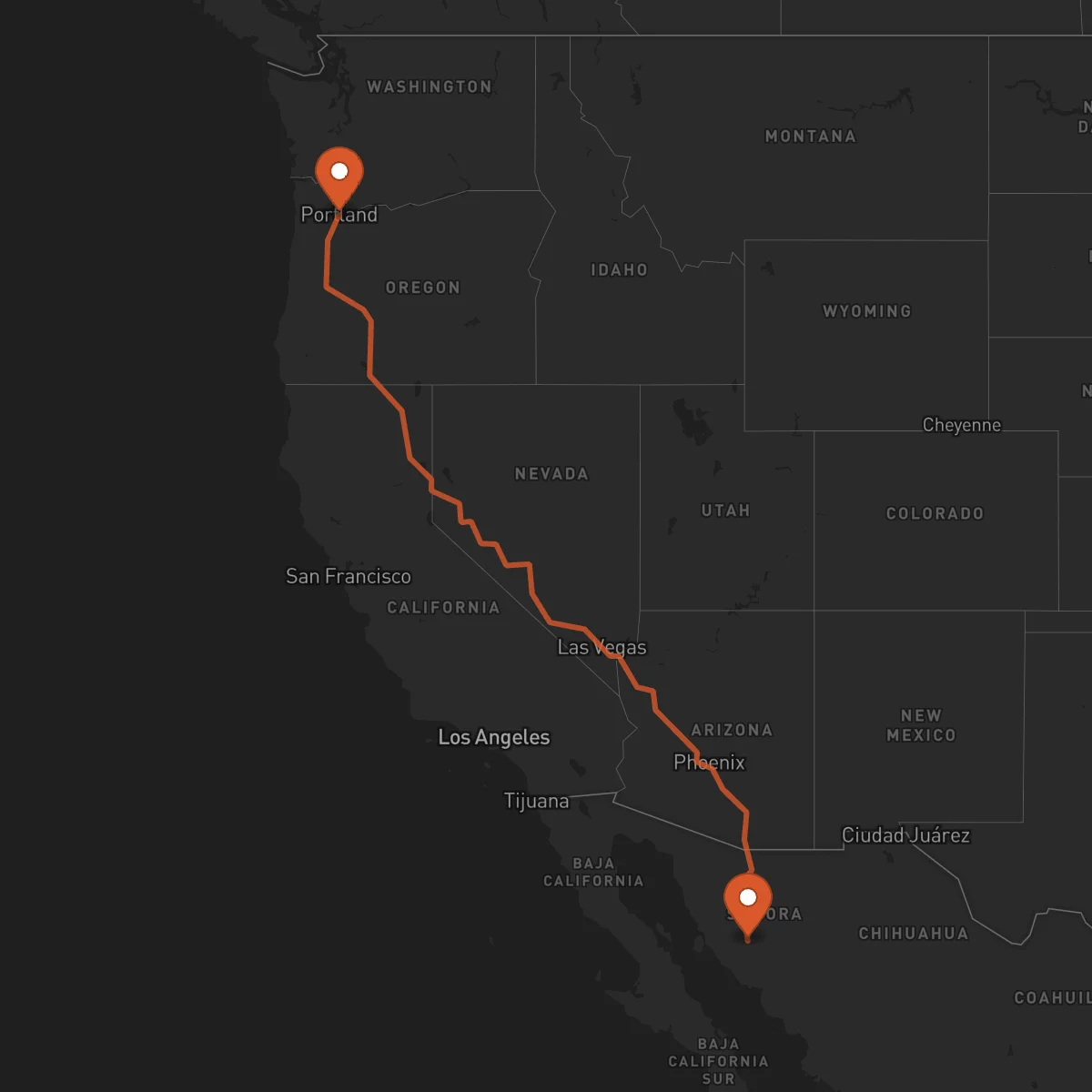 Ruta Hermosillo - Portland