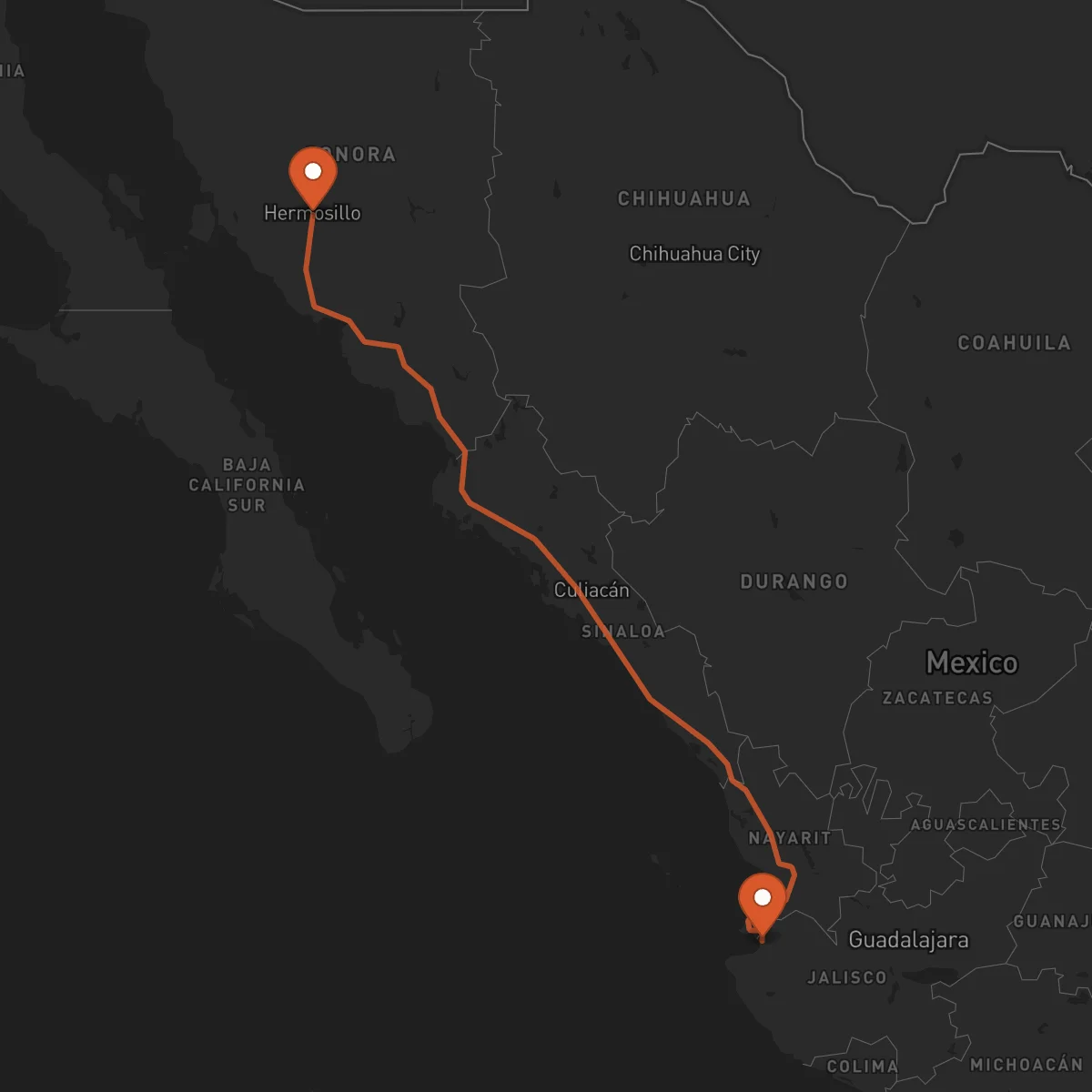 Ruta Hermosillo - Puerto Vallarta