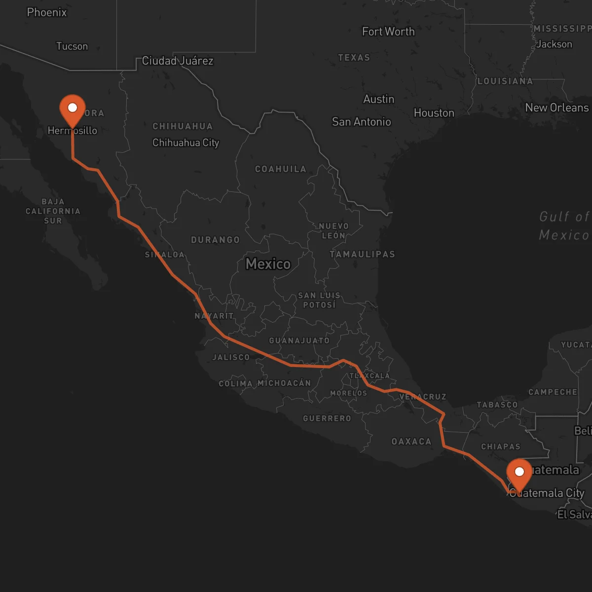 Ruta Hermosillo - Retalhuleu