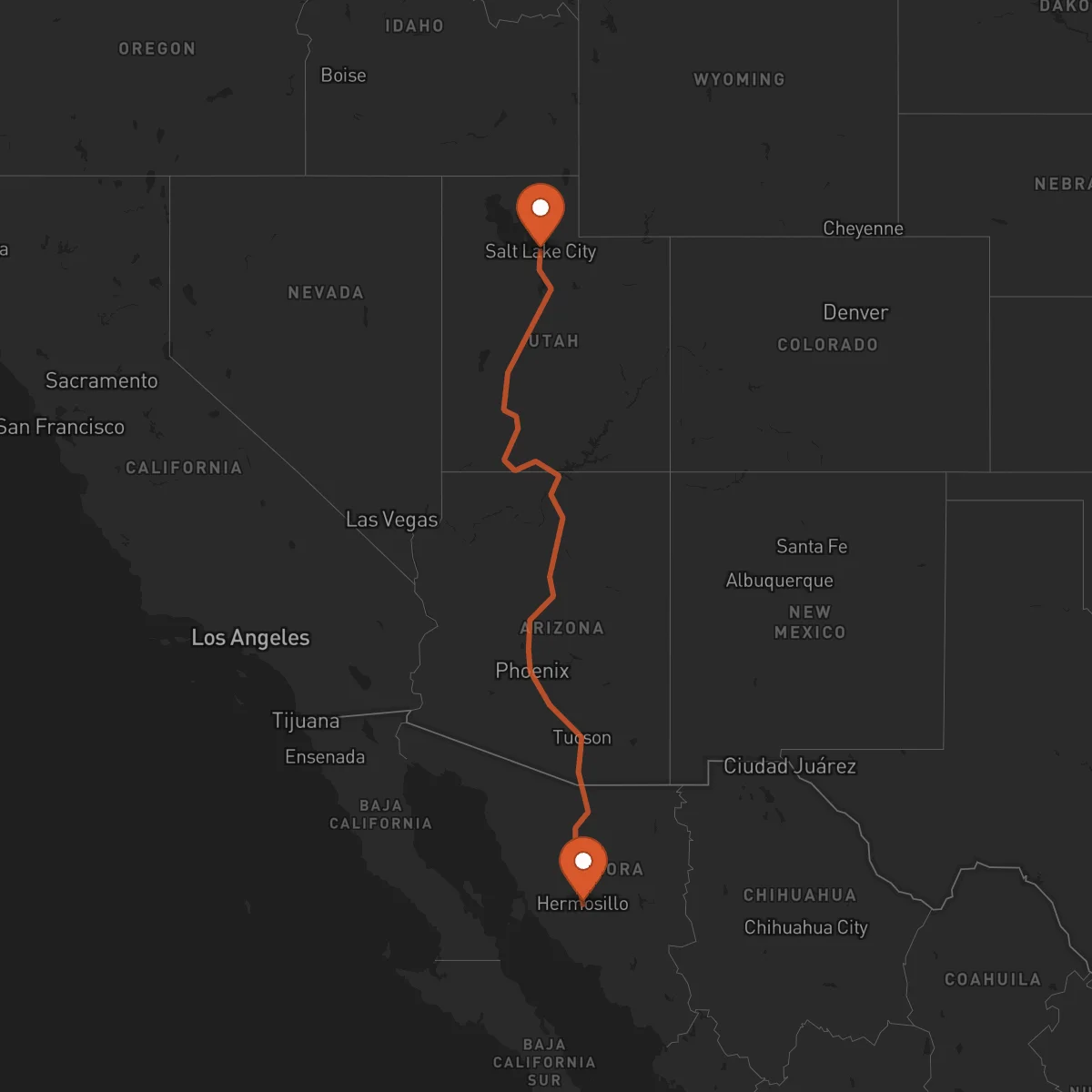 Ruta Hermosillo - Salt Lake City