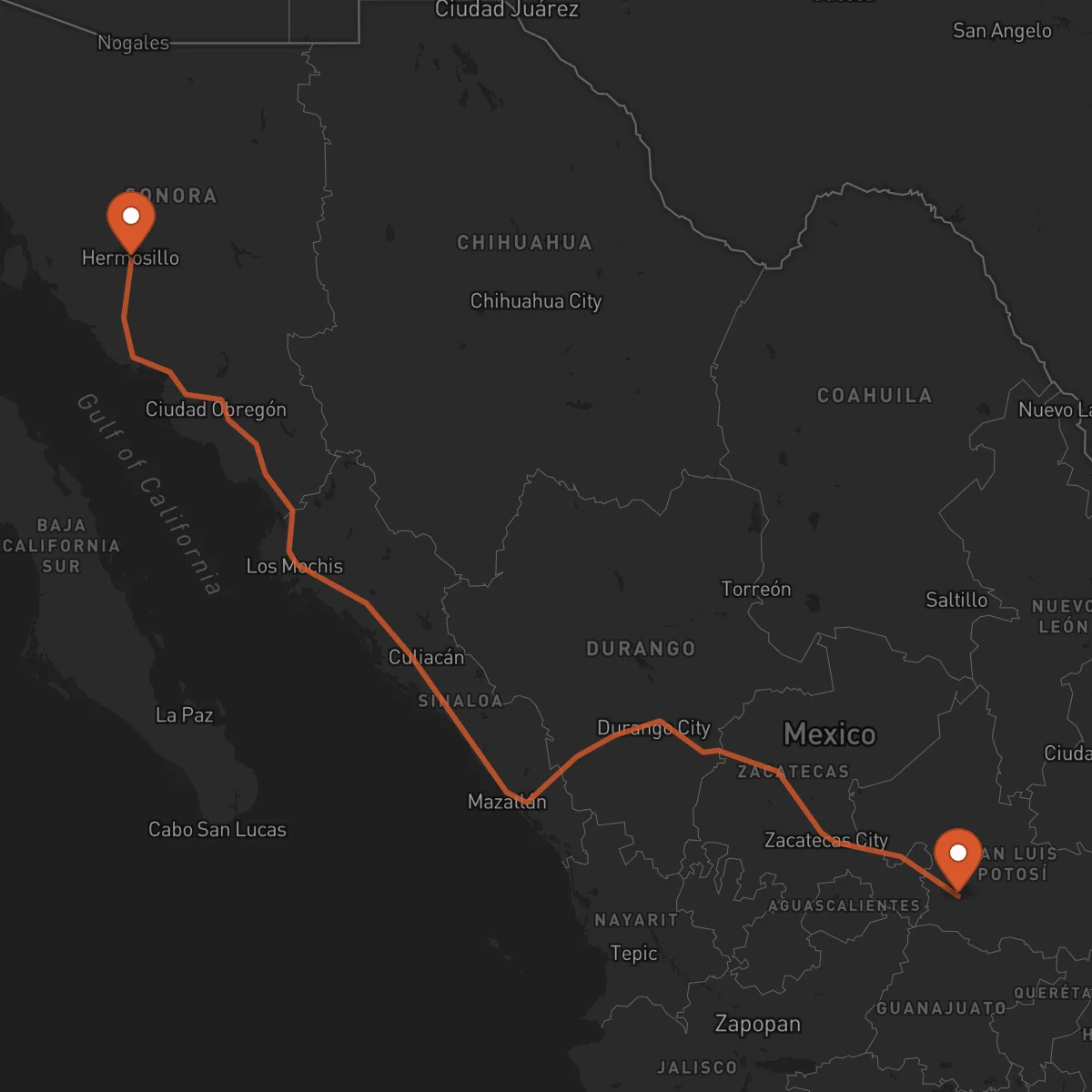 Ruta San Luis Potosí - Hermosillo