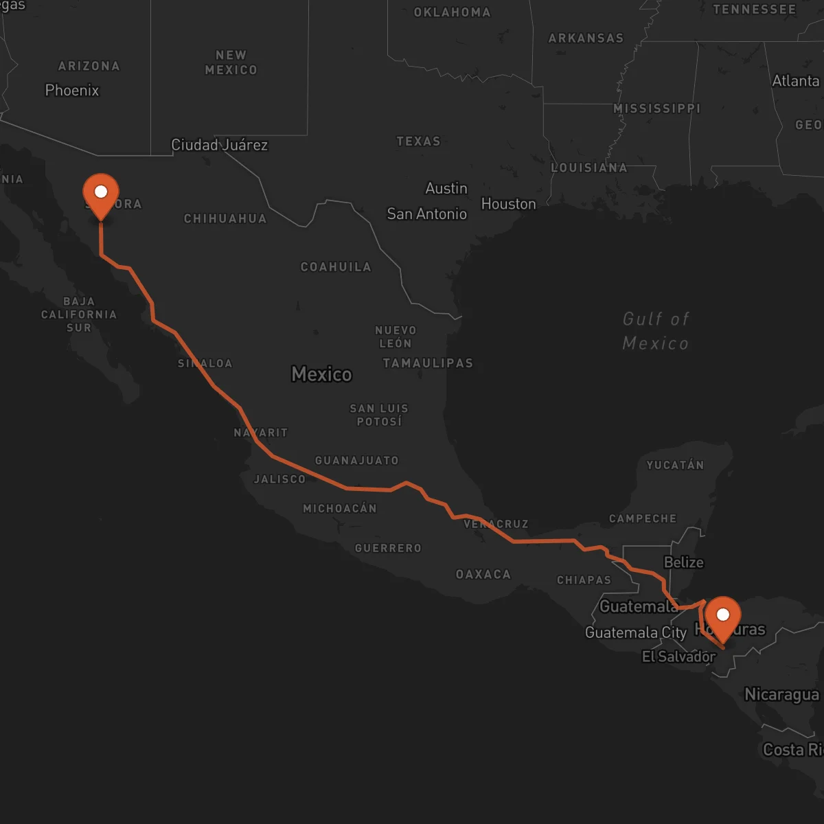 Ruta Tégucigalpa - Hermosillo