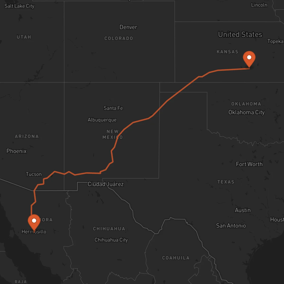 Ruta Wichita - Hermosillo
