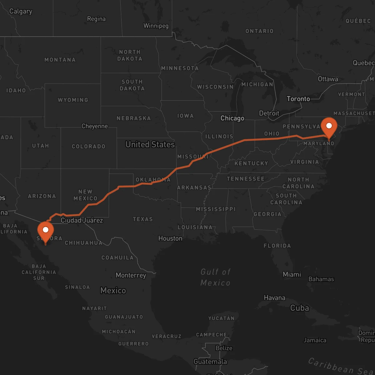 Ruta Hermosillo - Wilmington