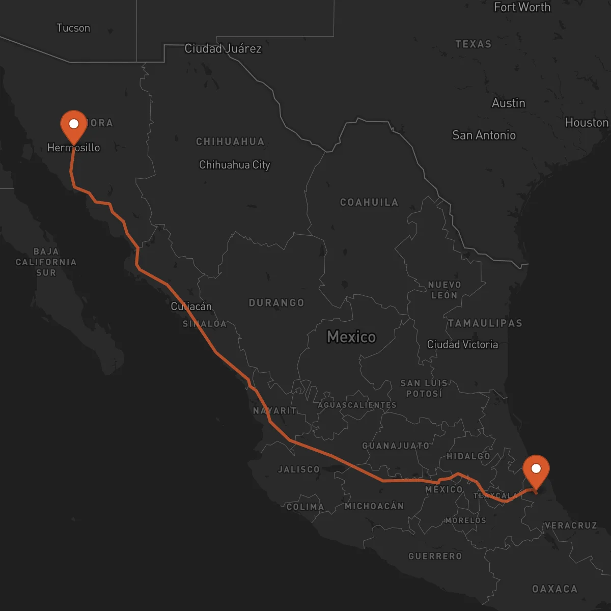 Ruta Hermosillo - Xalapa