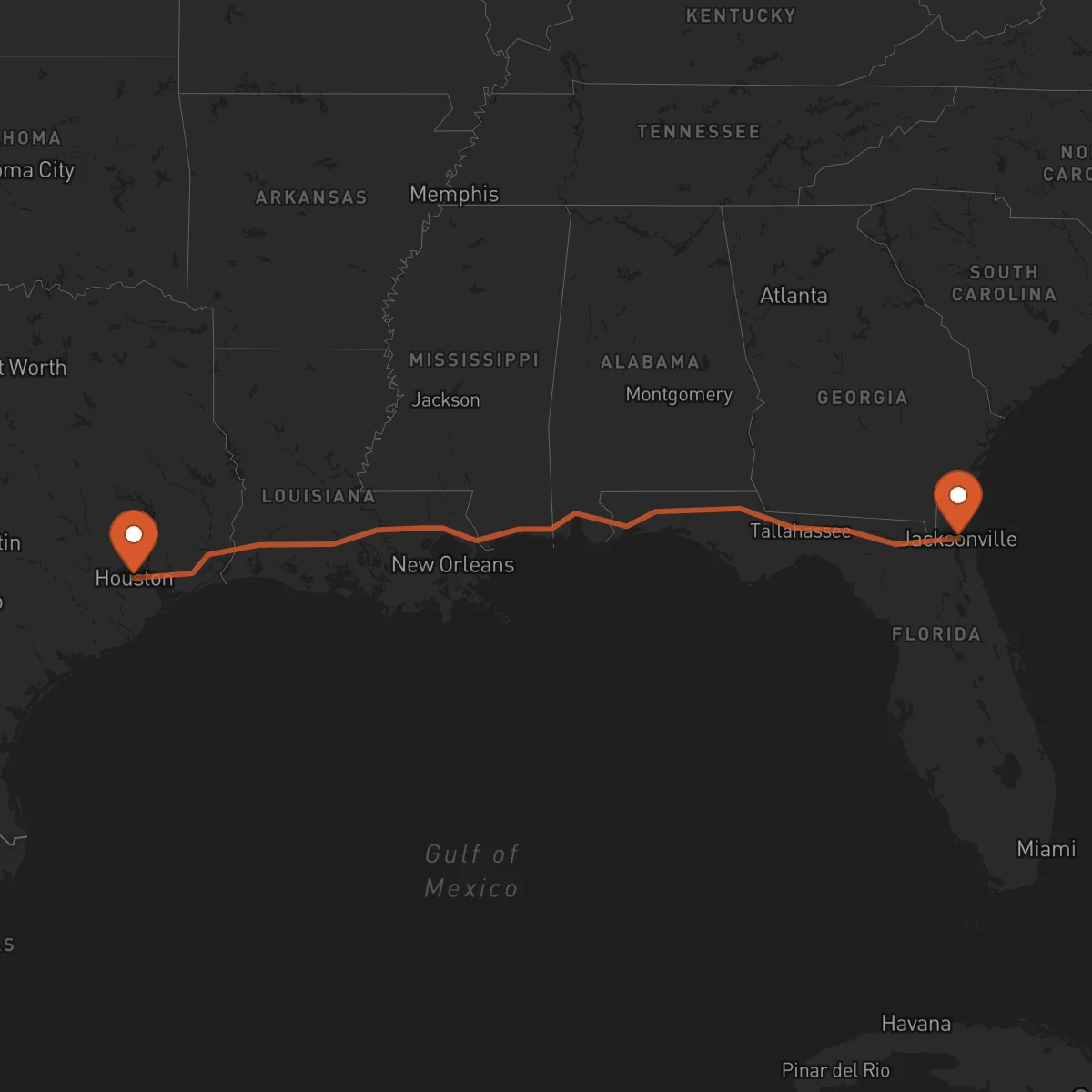 Ruta Houston - Jacksonville