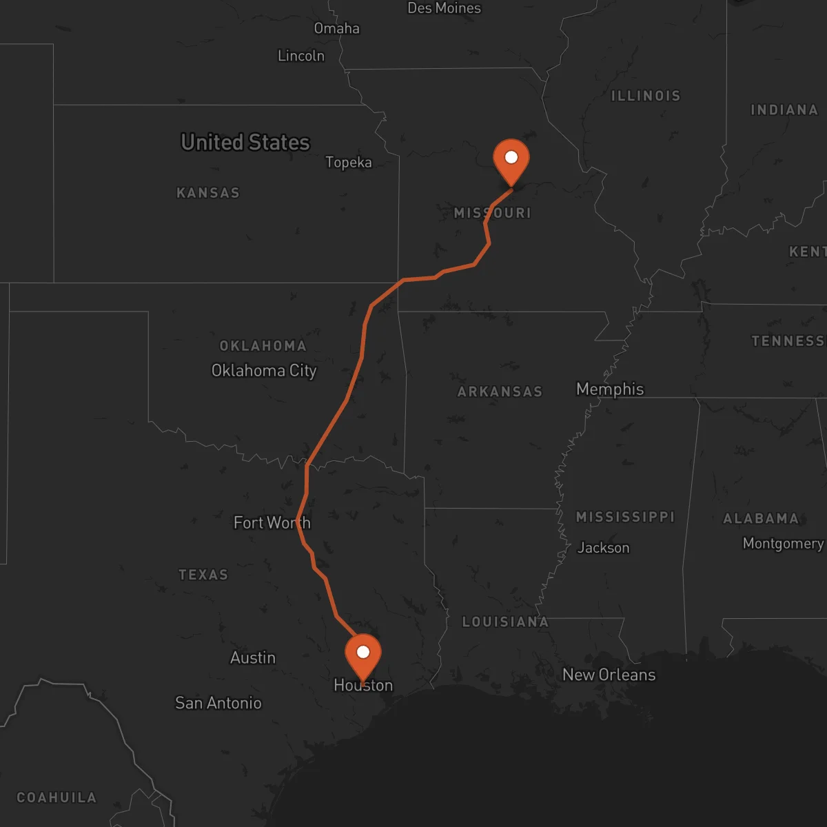 Ruta Houston - Jefferson City