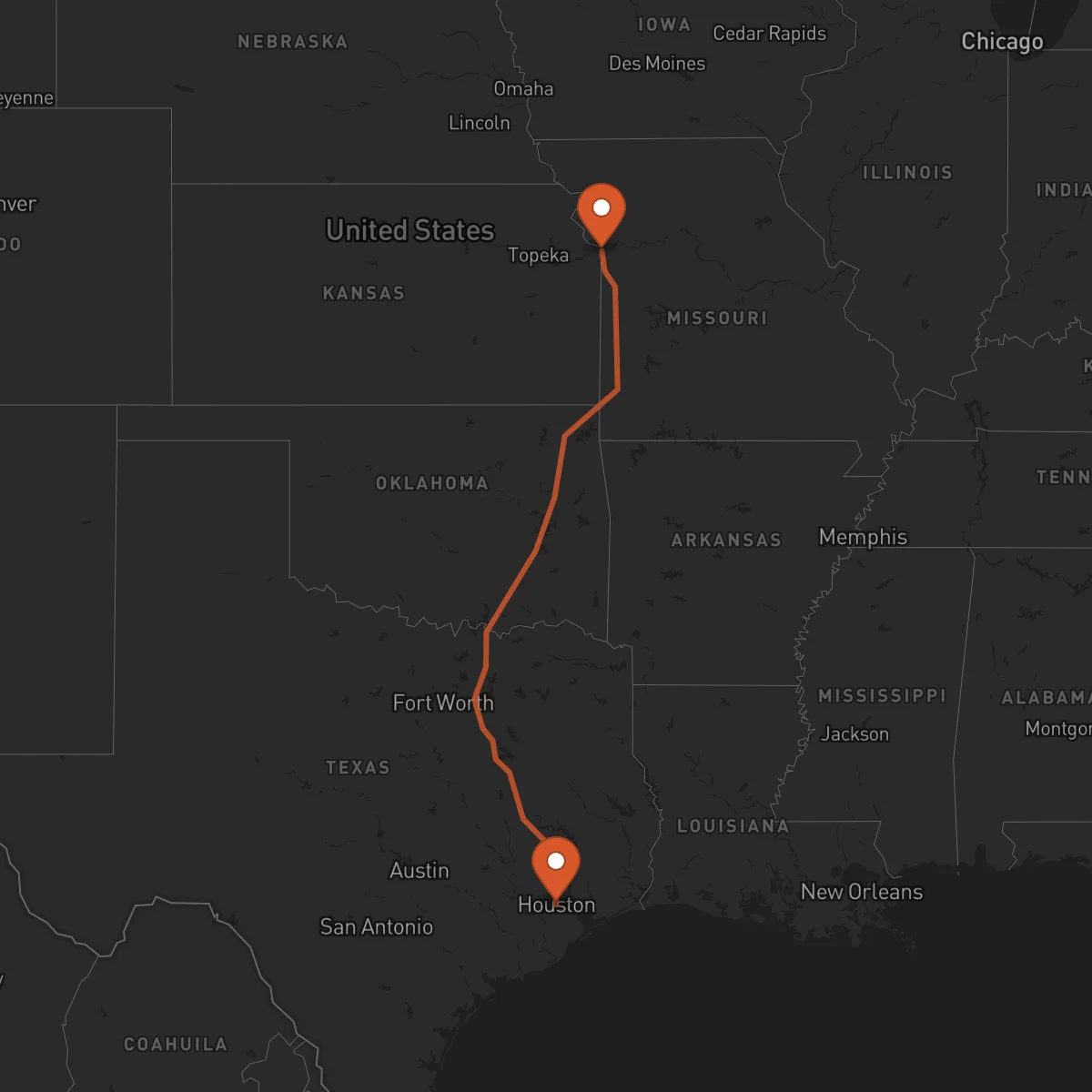 Ruta Houston - Kansas City