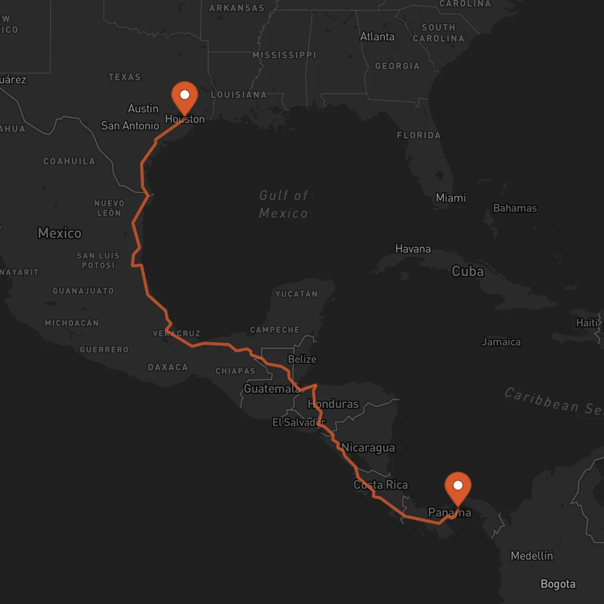 Ruta Houston - La Chorrera