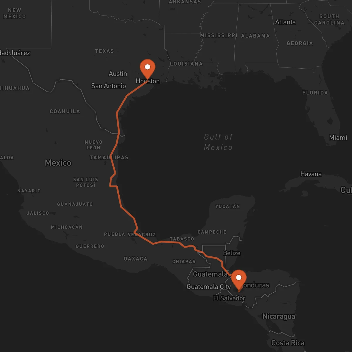 Ruta Houston - La Esperanza
