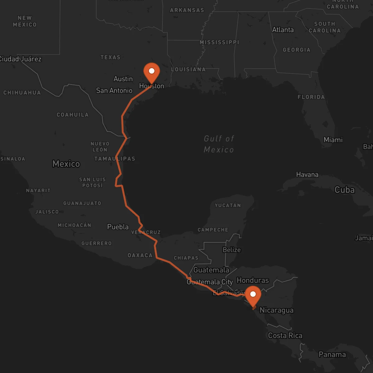 Ruta Houston - León
