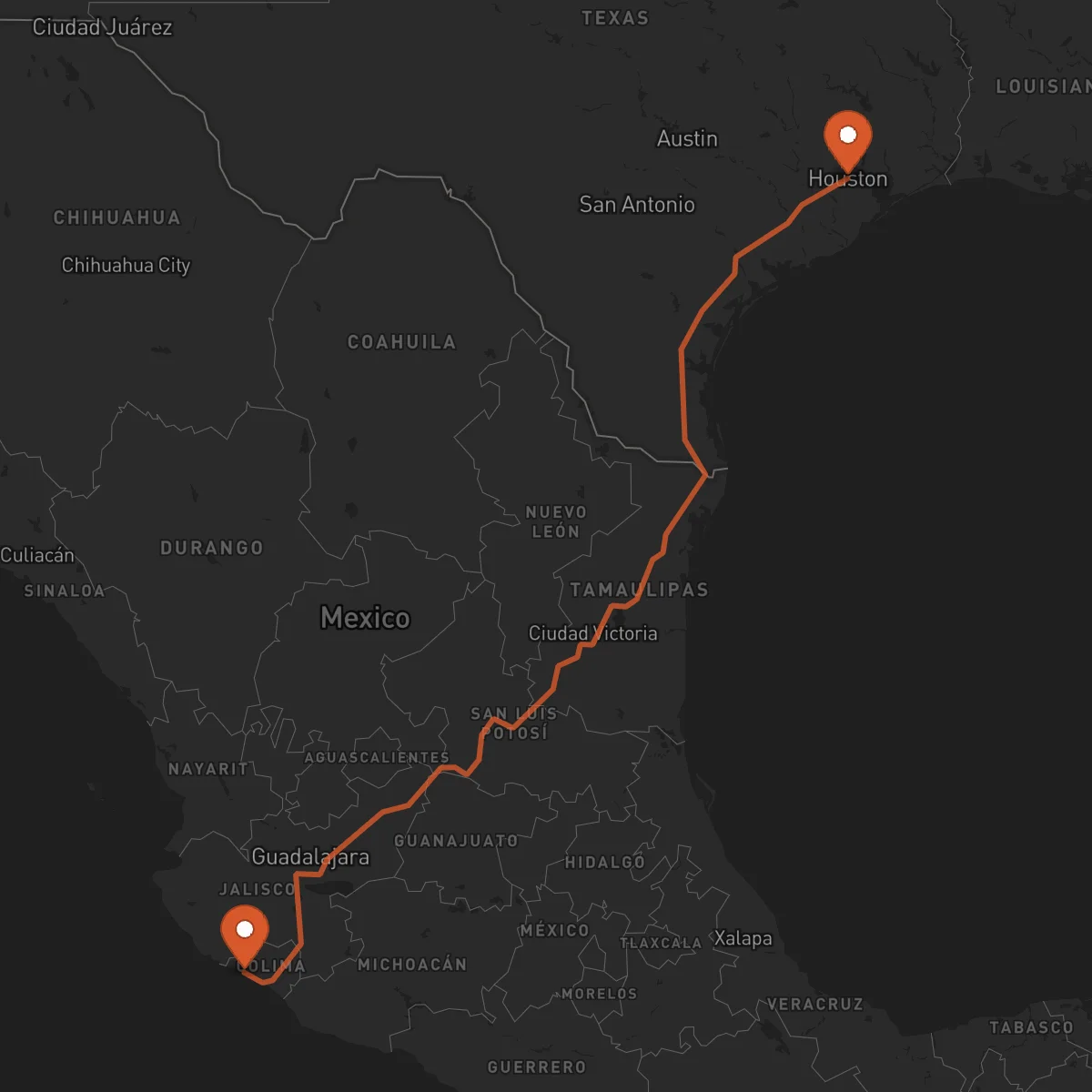 Ruta Houston - Manzanillo