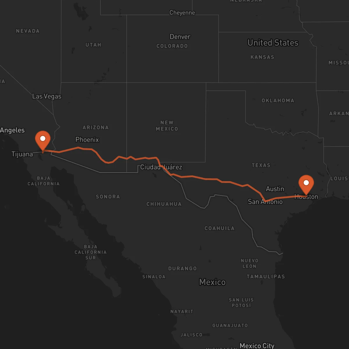 Ruta Houston - Mexicali