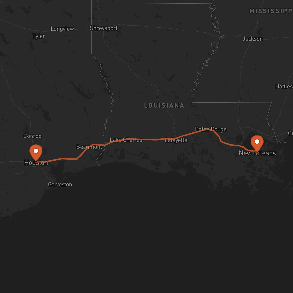 Ruta Houston - New Orleans