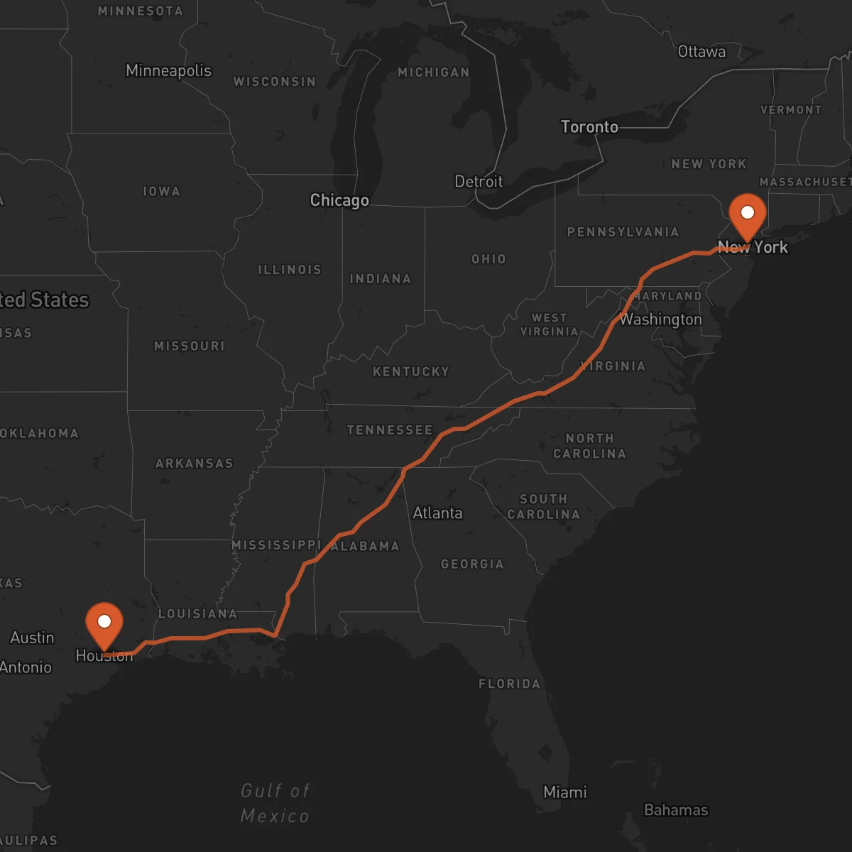 Ruta Houston - Newark