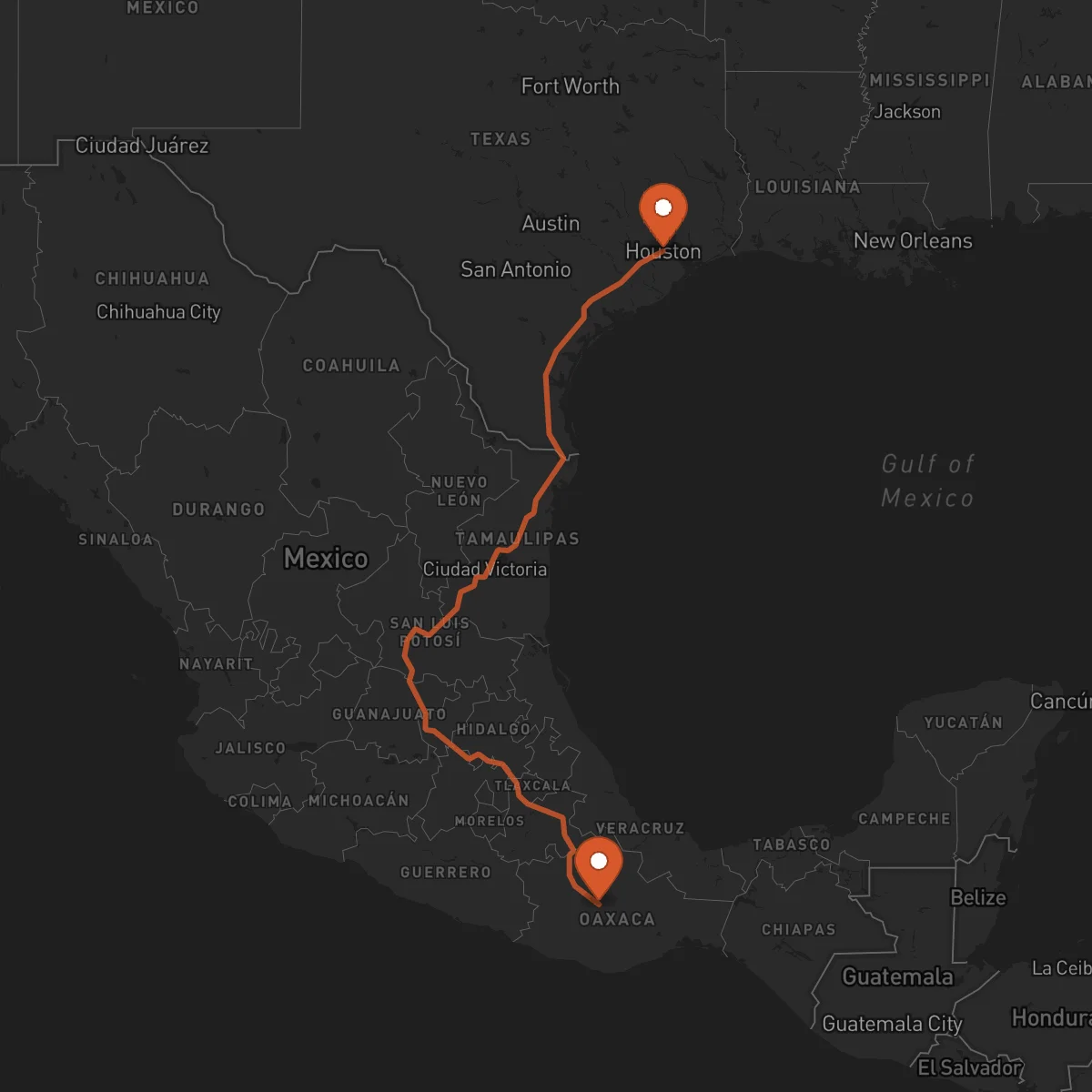 Ruta Houston - Oaxaca de Juárez
