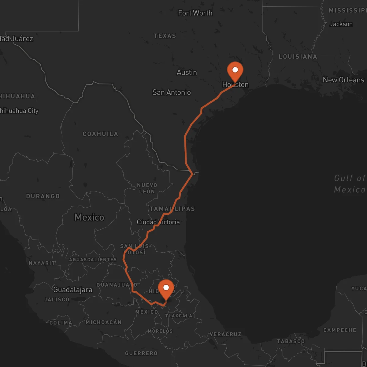Ruta Houston - Pachuca de Soto