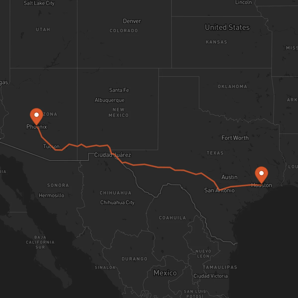 Ruta Houston - Phoenix