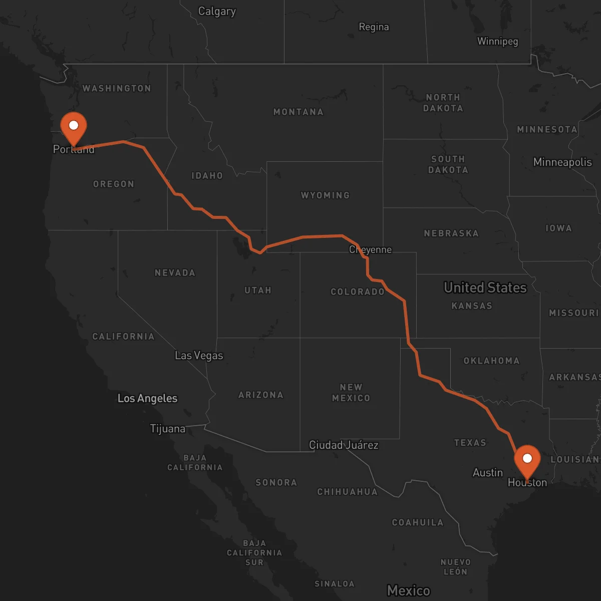 Ruta Houston - Portland