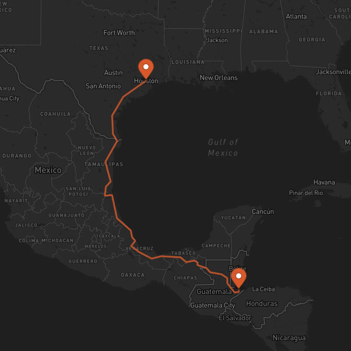 Ruta Houston - Puerto Barrios