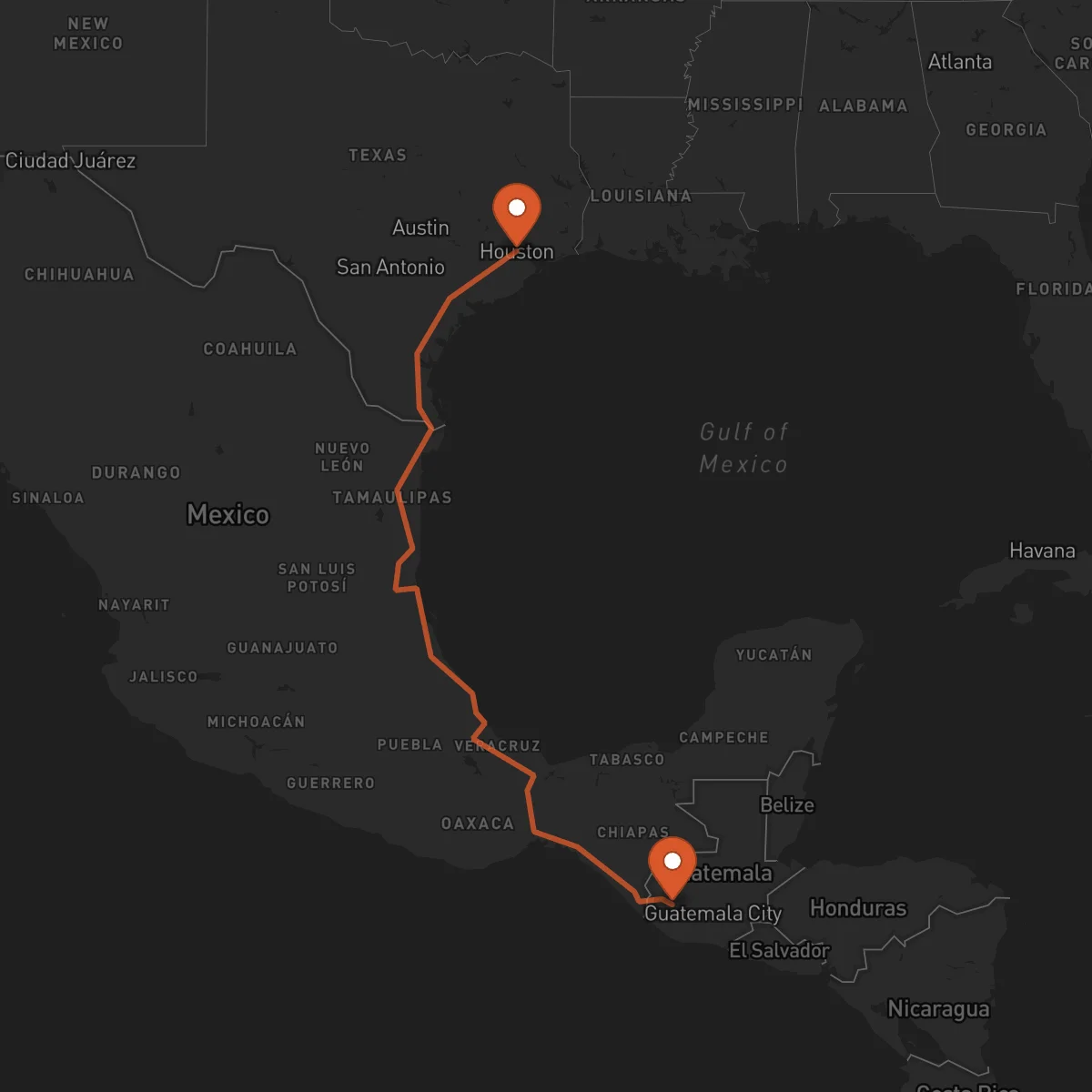 Ruta Quetzaltenango - Houston