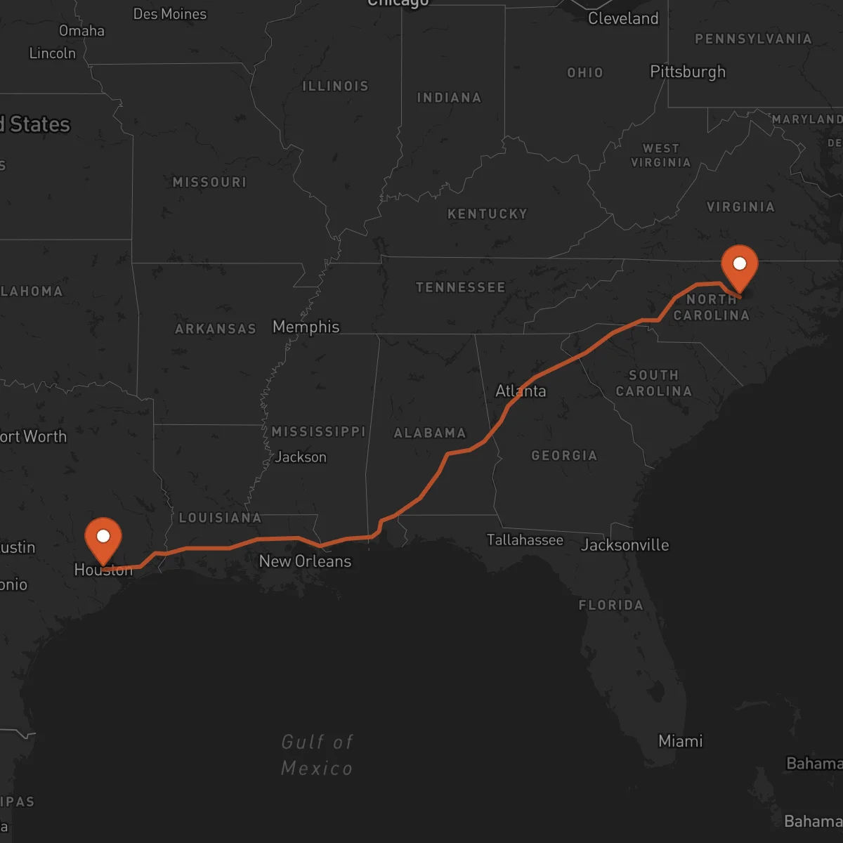 Ruta Houston - Raleigh