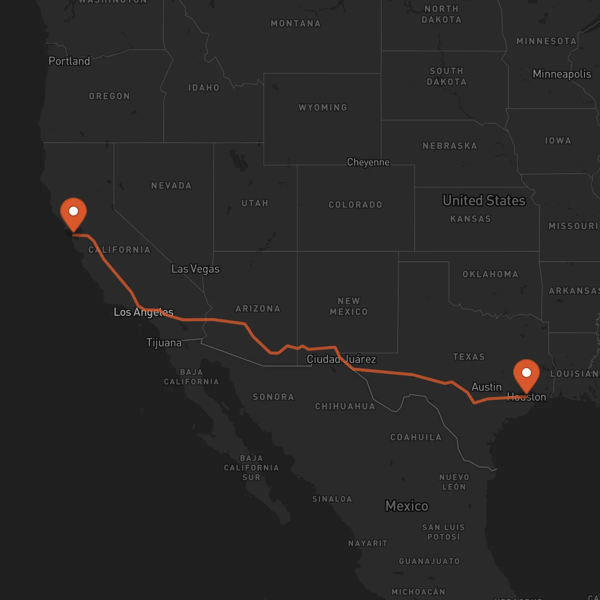 Ruta San Francisco - Houston