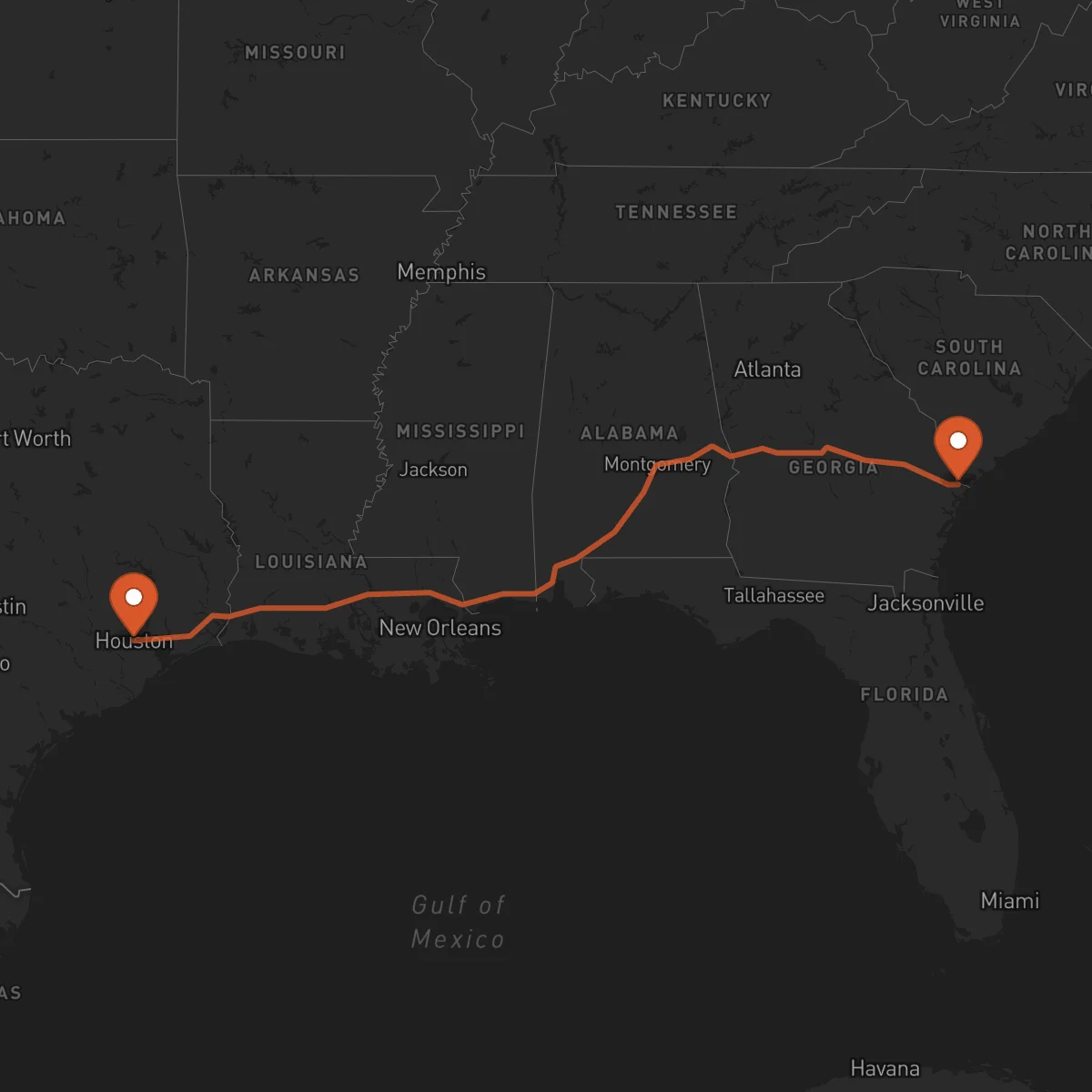 Ruta Houston - Savannah
