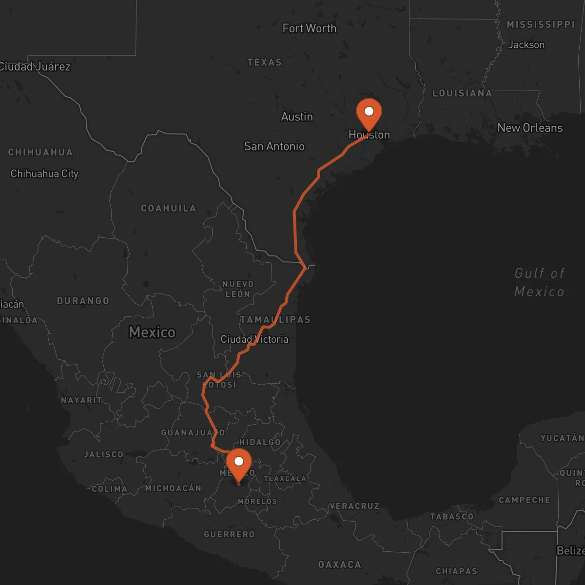 Ruta Houston - Toluca