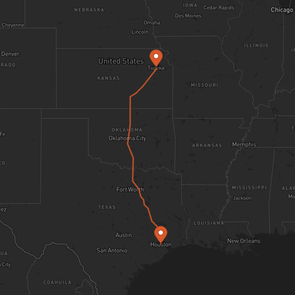 Ruta Houston - Topeka