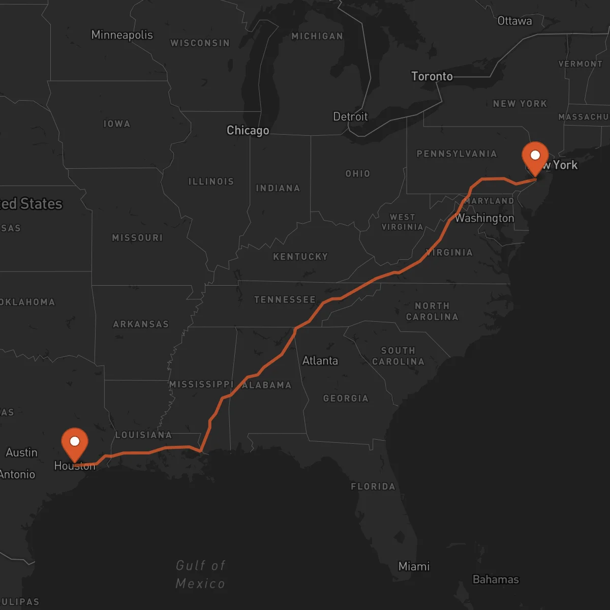 Ruta Trenton - Houston